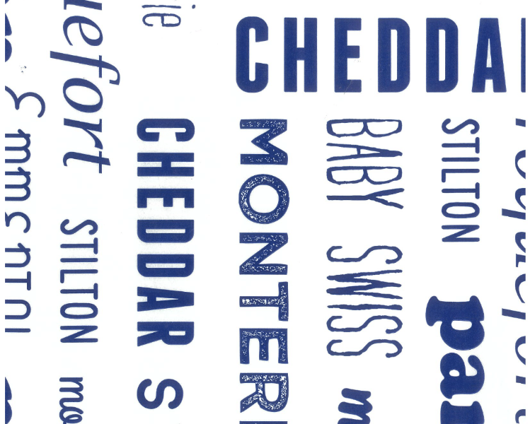 Waxed Paper Printed "World Cheese" Design - pack of 100 - 250x380mm